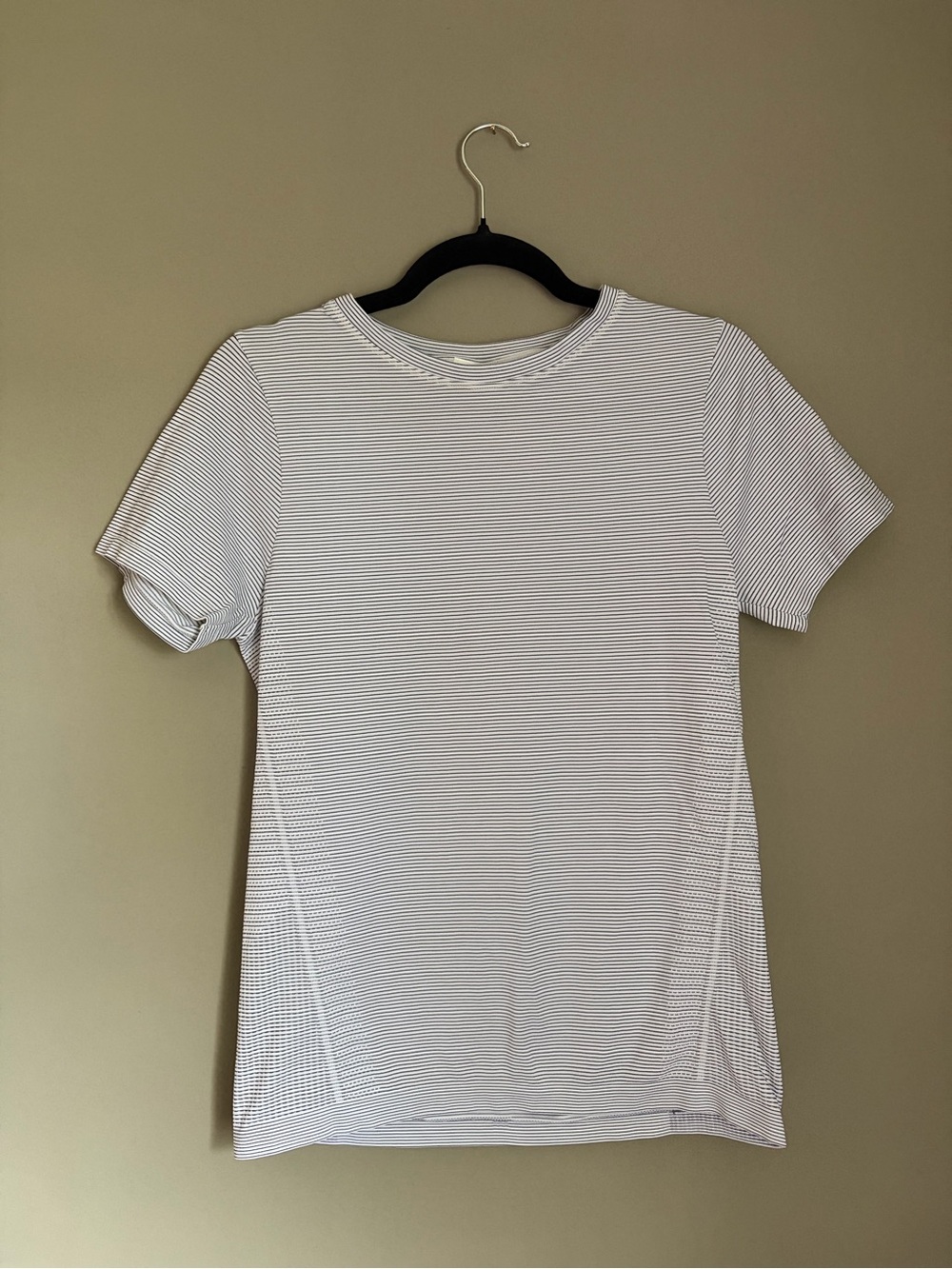 90 Degree by Reflex Top White Black Striped Seamless Short Sleeve Large